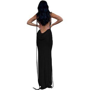 Women’s Summer Backless Bodycon Dress Halter Cowl Neck Spaghetti Strap